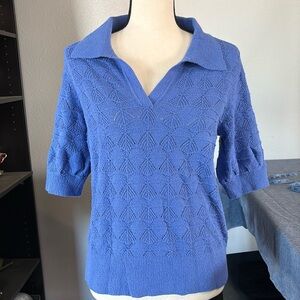 Talbots Women’s Size M Blue Sweater with Woven Design